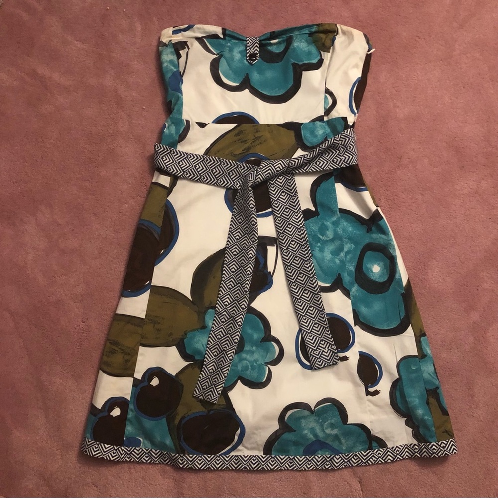 Anthropologie strapless floral dress